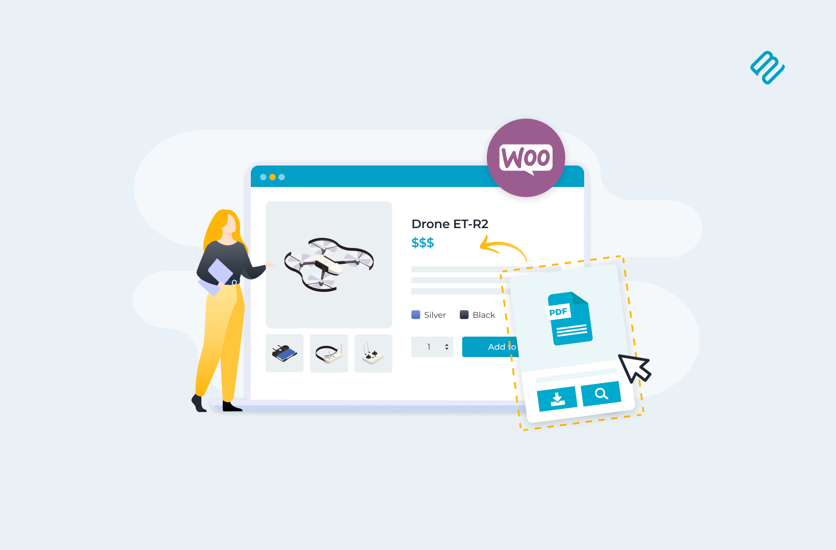 Attaching a downloadable pdf to woocommerce products wp content